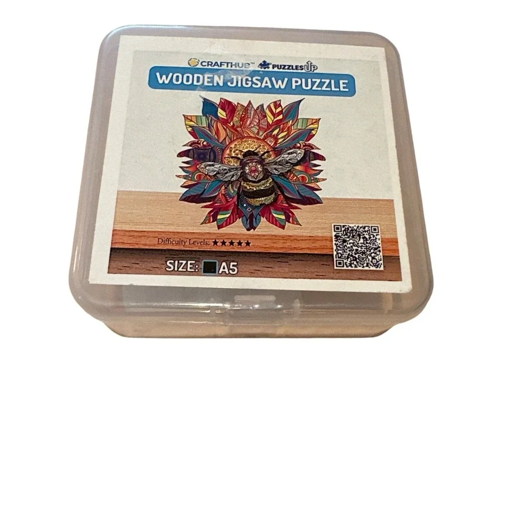 Colorful Wooden Bee Jigsaw Puzzle  Craft Hub Intricate Design & Storage Box